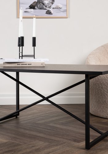 VENTURE DESIGN Pryor sofabord, rektangulr - sort MDF og sort stl (110x70)