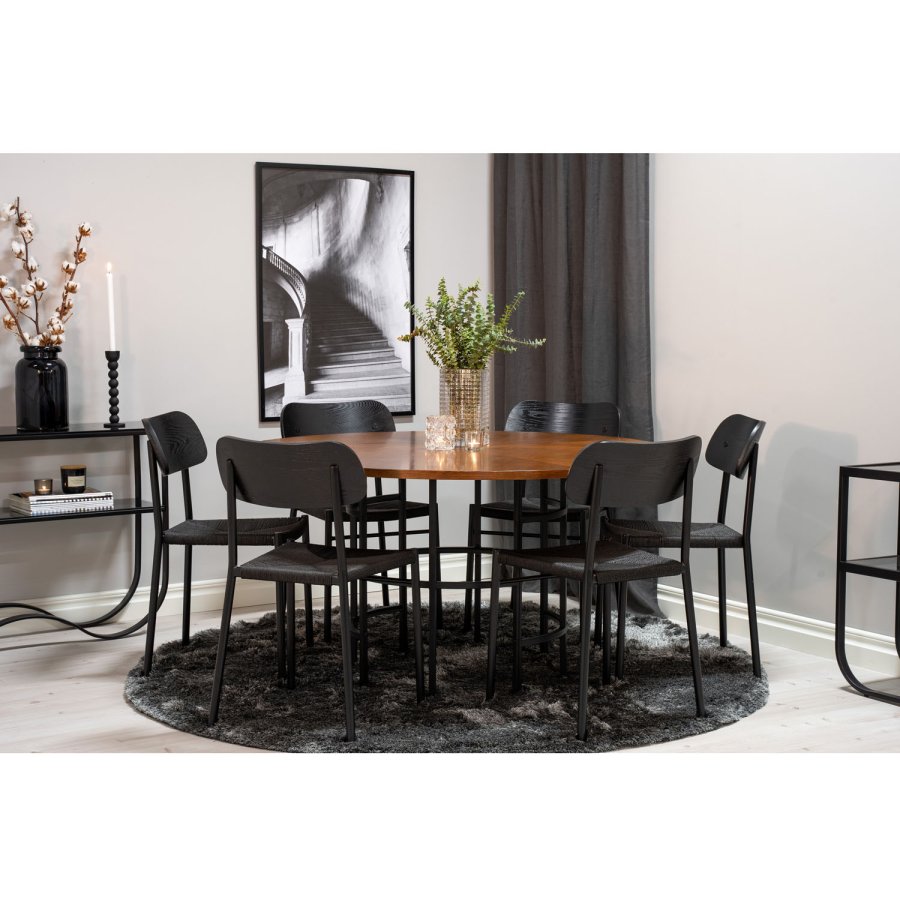 VENTURE DESIGN Copenhagen spisebord - brun MDF og sort metal (140)