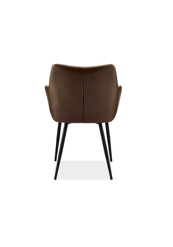 Maria spisebordsstol - mrkebrunt kunstlder og sorte ben, m. armln