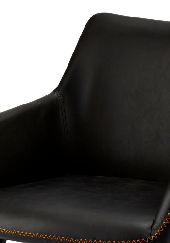 Maria spisebordsstol - sort kunstlder og sorte ben, m. armln