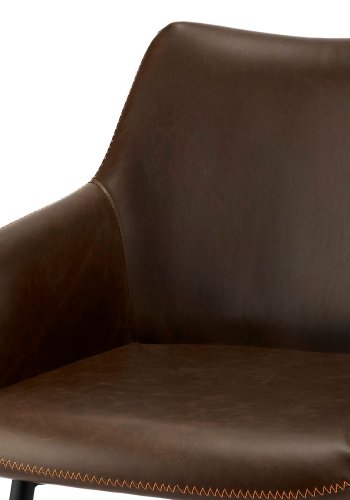 Maria spisebordsstol - mrkebrunt kunstlder og sorte ben, m. armln