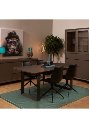 Isabel spisebordsstol m. drej - sort kunstlder og sorte ben