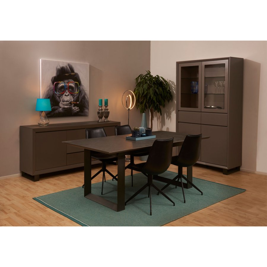 Isabel spisebordsstol m. drej - sort kunstlder og sorte ben