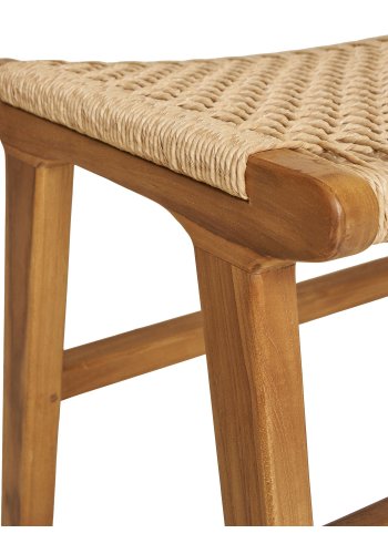 HOUSE NORDIC Derby fodskammel, rektangulr - natur polyrattan og natur teaktr (40x60)