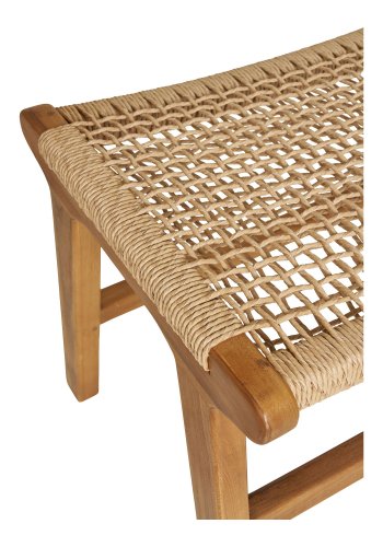 HOUSE NORDIC Derby fodskammel, rektangulr - natur polyrattan og natur teaktr (40x60)