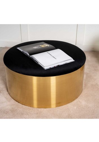 VENTURE DESIGN puf - sort velour og messing metal (75)