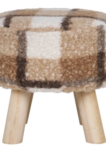 HOUSE NORDIC Aberdeen taburet, rund - brun mix polyester og natur tr (31)