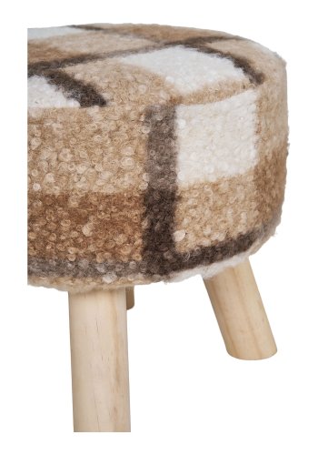 HOUSE NORDIC Aberdeen taburet, rund - brun mix polyester og natur tr (31)