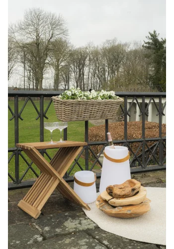 HOUSE NORDIC Erto taburet, rektangulr - natur teaktr (40x35)