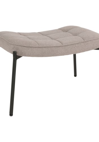 HOUSE NORDIC Glasgow fodskammel, rektangulr - stone gr polyester stof og sort stl (61x41)