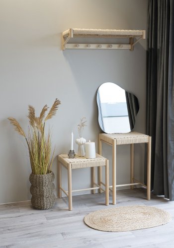 HOUSE NORDIC  Abano Taburet - Taburet med naturflet sde, poppel, natur, 42x42x46,5 cm