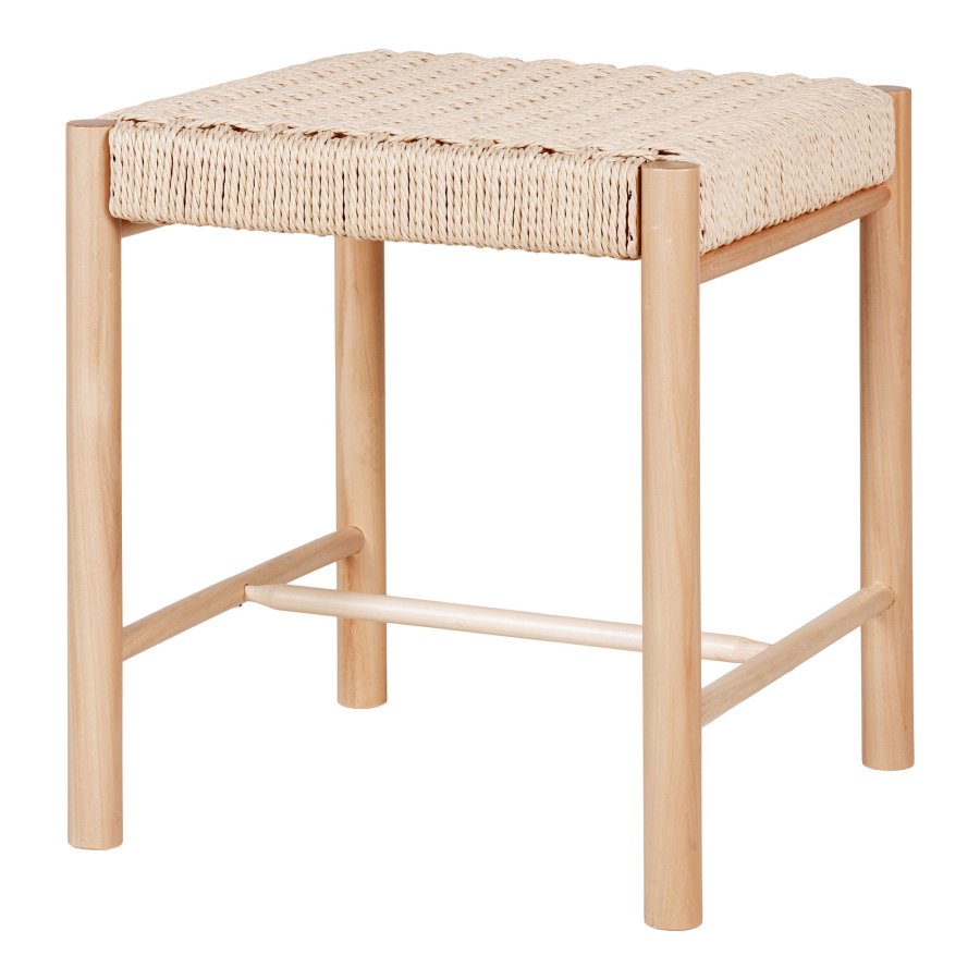 HOUSE NORDIC  Abano Taburet - Taburet med naturflet sde, poppel, natur, 42x42x46,5 cm