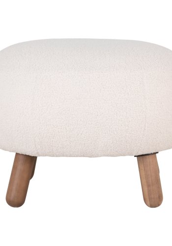 HOUSE NORDIC Savona fodskammel, rektangulr - hvid kunstig lammeskind og valnd gummitr (60x50)