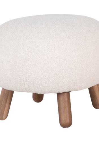 HOUSE NORDIC Savona fodskammel, rektangulr - hvid kunstig lammeskind og valnd gummitr (60x50)