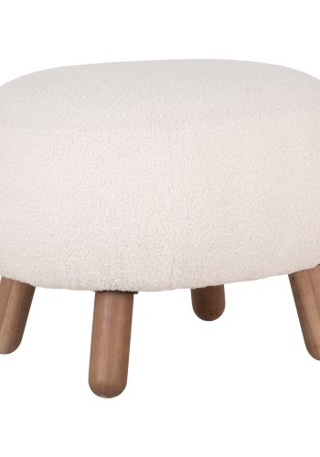 HOUSE NORDIC Savona fodskammel, rektangulr - hvid kunstig lammeskind og valnd gummitr (60x50)