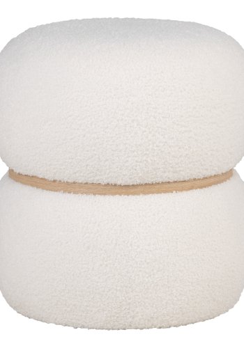 HOUSE NORDIC Milford  puf, rund - hvid bouclé polyester stof og tr (38)