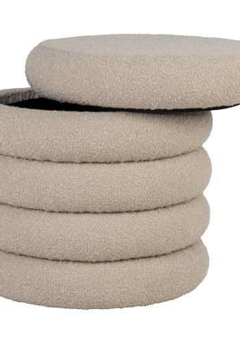 HOUSE NORDIC Brooklyn puf, m. opbevaring - beige bouclé polyester stof (44)