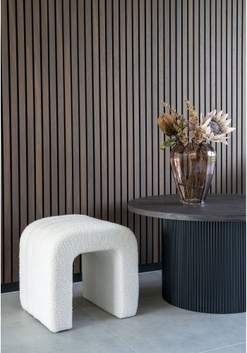 HOUSE NORDIC Puf, bouclé, hvid, 41x36,5 cm, HN1234