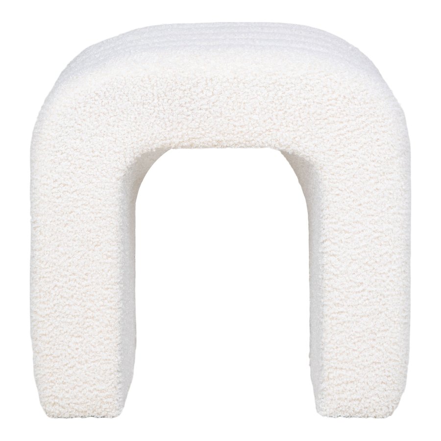 HOUSE NORDIC Puf, bouclé, hvid, 41x36,5 cm, HN1234