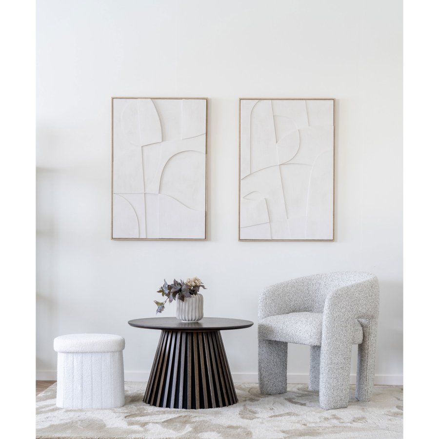 HOUSE NORDIC  Medford Puf - Puf, teddy, hvid, HN1310<br>42,5x36,5 cm