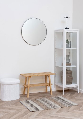 HOUSE NORDIC  Medford Puf - Puf, teddy, hvid, HN1310<br>42,5x36,5 cm