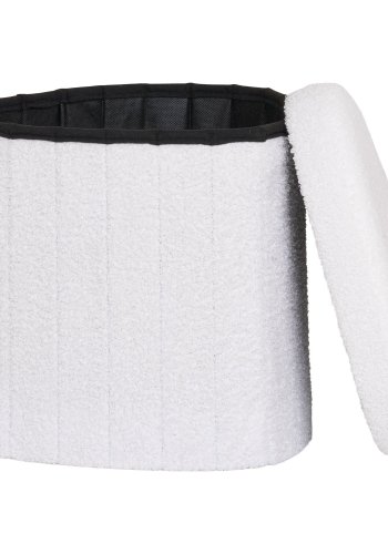 HOUSE NORDIC  Medford Puf - Puf, teddy, hvid, HN1310<br>42,5x36,5 cm