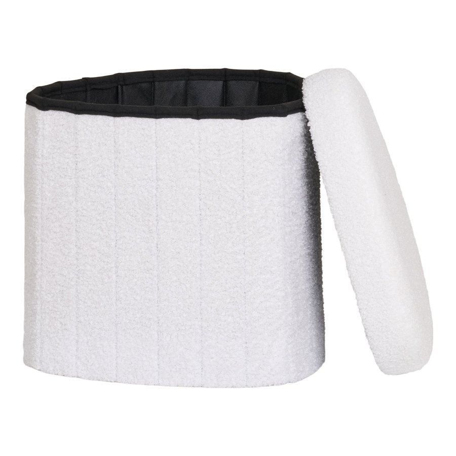 HOUSE NORDIC  Medford Puf - Puf, teddy, hvid, HN1310<br>42,5x36,5 cm