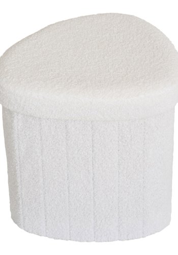 HOUSE NORDIC  Medford Puf - Puf, teddy, hvid, HN1310<br>42,5x36,5 cm
