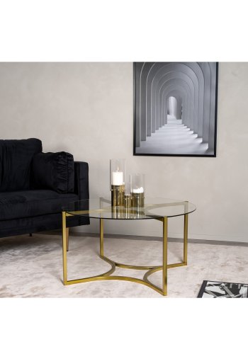 VENTURE DESIGN Kivik sofabord, rund - glas og messing metal (86)