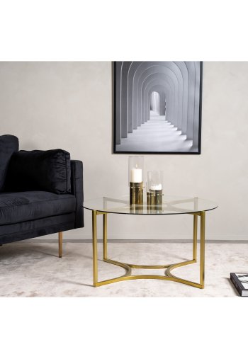 VENTURE DESIGN Kivik sofabord, rund - glas og messing metal (86)