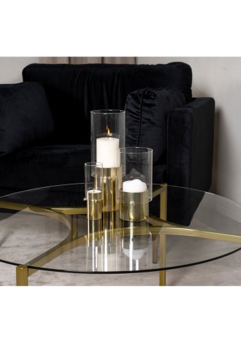 VENTURE DESIGN Kivik sofabord, rund - glas og messing metal (86)