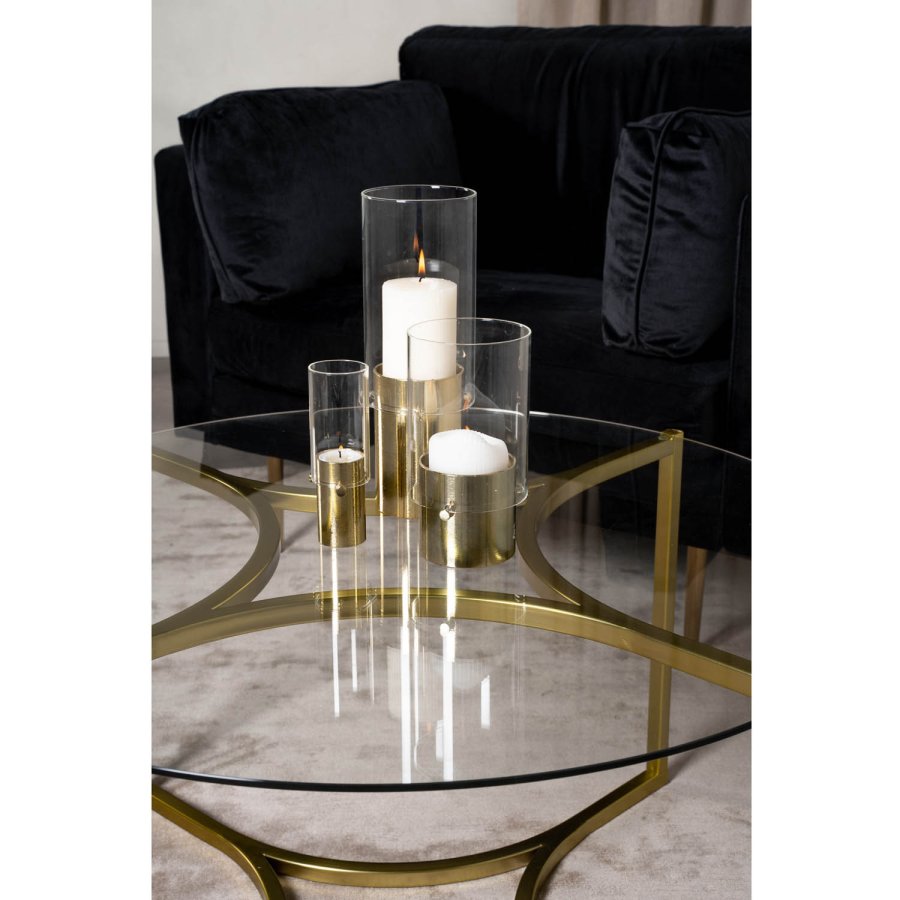 VENTURE DESIGN Kivik sofabord, rund - glas og messing metal (86)