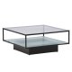VENTURE DESIGN Maglehem sofabord, m. hylde - klar glas og sort stl (90x90)