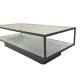 VENTURE DESIGN Maglehem sofabord, m. hylde - klar glas og sort metal (120x60)