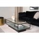 VENTURE DESIGN Maglehem sofabord, m. hylde - klar glas og sort metal (120x60)