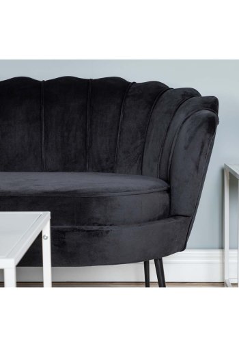 VENTURE DESIGN Calais 3 personers sofa - sort velour og sort metal