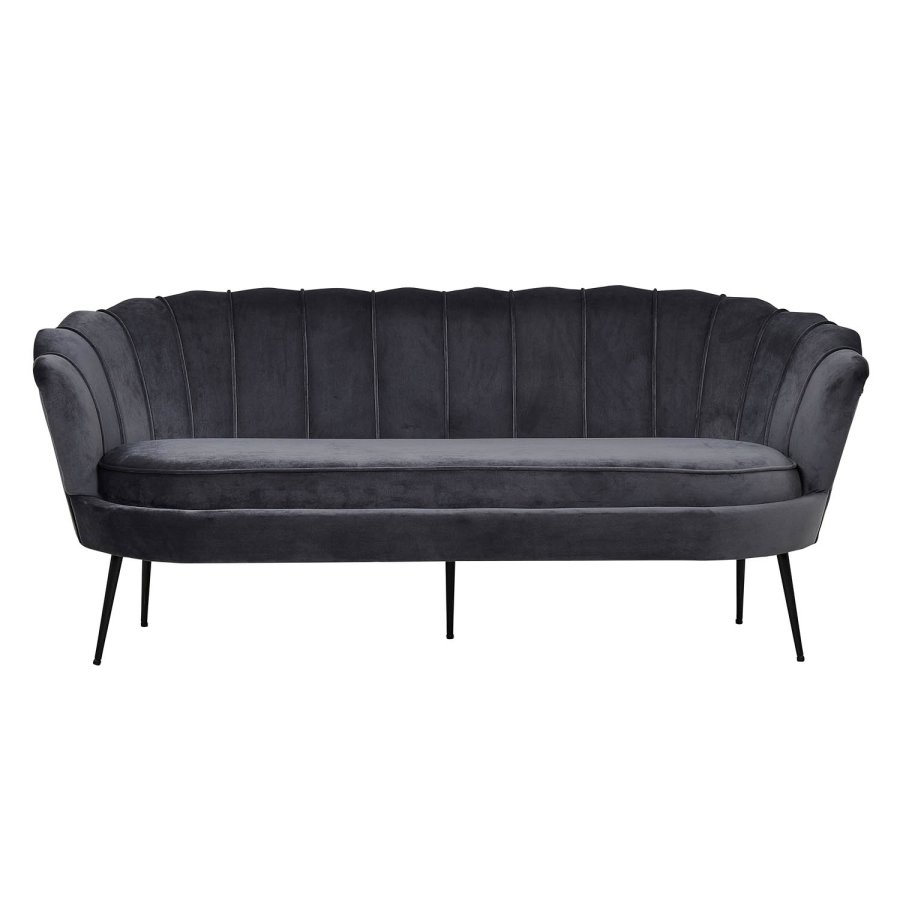 VENTURE DESIGN Calais 3 personers sofa - mrkegr velour og sort metal