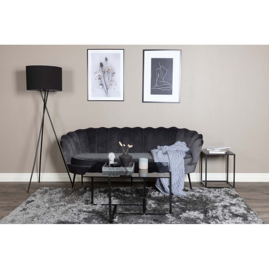 VENTURE DESIGN Calais 3 personers sofa - mrkegr velour og sort metal