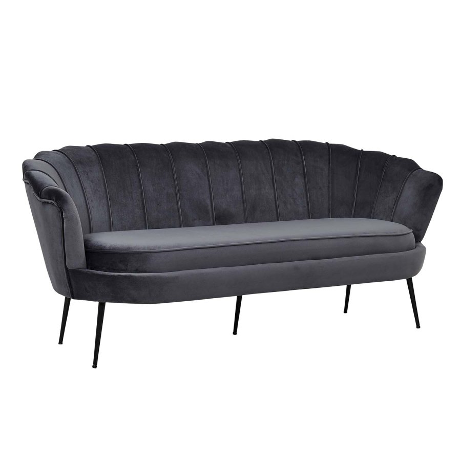 VENTURE DESIGN Calais 3 personers sofa - mrkegr velour og sort metal