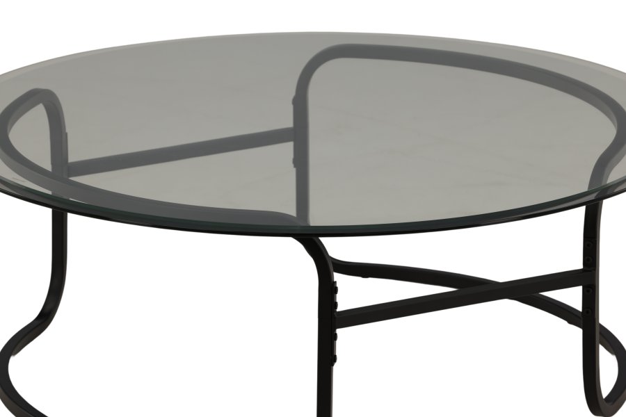 VENTURE DESIGN Lomma sofabord, rund - klar glas og sort stl (110)