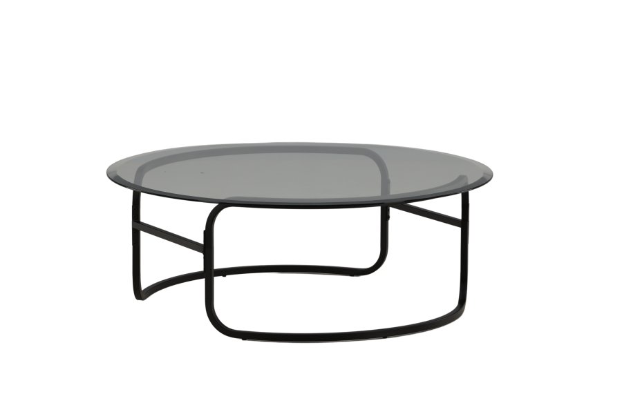 VENTURE DESIGN Lomma sofabord, rund - klar glas og sort stl (110)