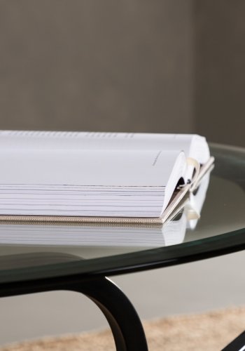 VENTURE DESIGN Lomma sofabord, rund - klar glas og sort stl (110)