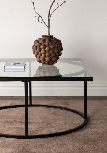 VENTURE DESIGN Skanör sofabord, kvadratisk - klar glas og sort stl (90x90)