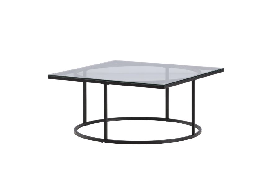 VENTURE DESIGN Skanör sofabord, kvadratisk - klar glas og sort stl (90x90)
