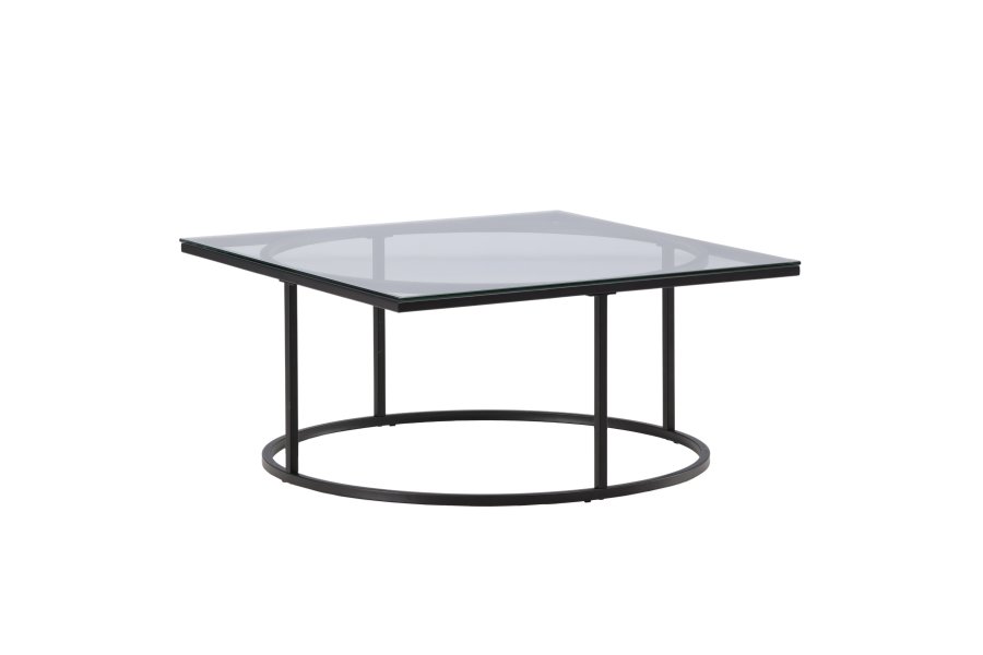 VENTURE DESIGN Skanör sofabord, kvadratisk - klar glas og sort stl (90x90)
