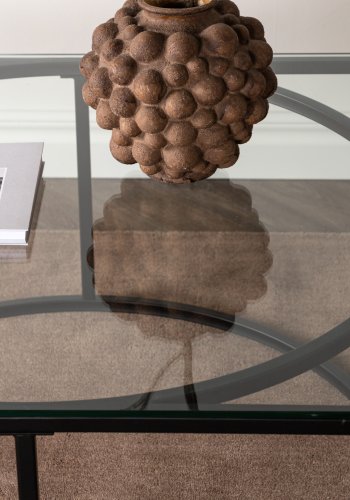 VENTURE DESIGN Skanör sofabord, kvadratisk - klar glas og sort stl (90x90)