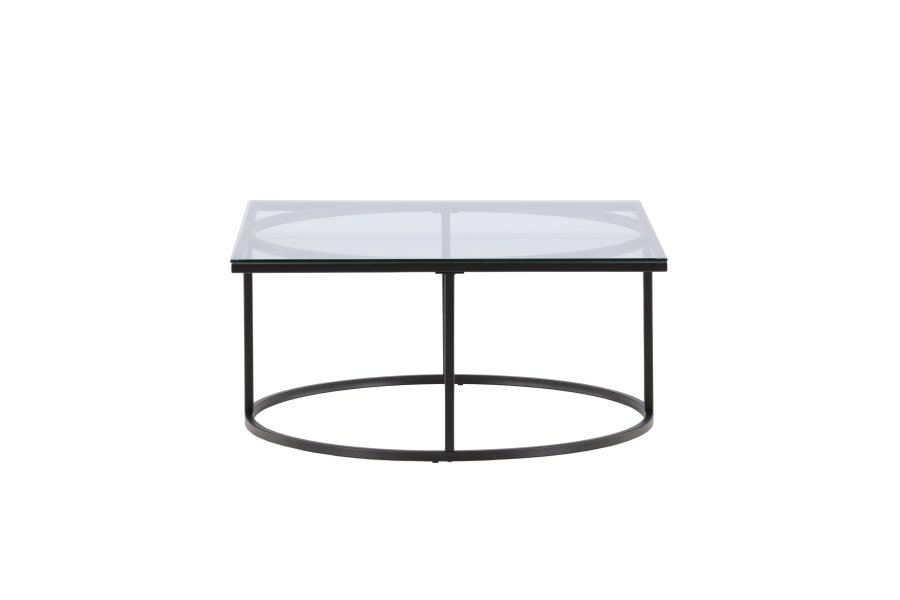 VENTURE DESIGN Skanör sofabord, kvadratisk - klar glas og sort stl (90x90)