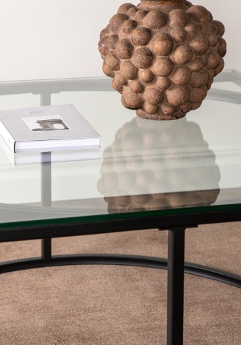 VENTURE DESIGN Skanör sofabord, kvadratisk - klar glas og sort stl (90x90)