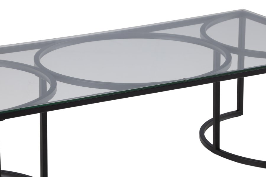 VENTURE DESIGN Skanör sofabord, rektangulr - klar glas og sort stl (140x70)