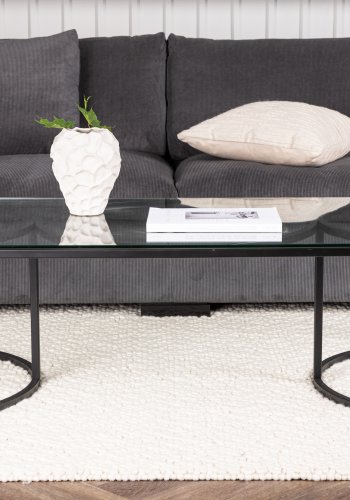 VENTURE DESIGN Skanör sofabord, rektangulr - klar glas og sort stl (140x70)
